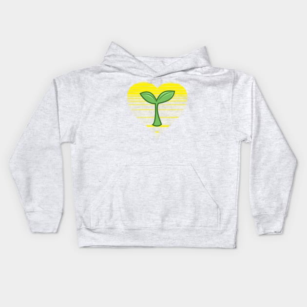 Gardening lover, sunset heart. Garden lover, green plants fan and vegans gift Kids Hoodie by alcoshirts